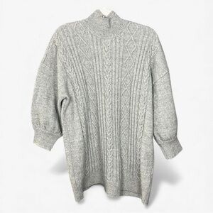 Monki Gray Cable Knit Wool Blend Turtleneck Sweater Women’s Size S